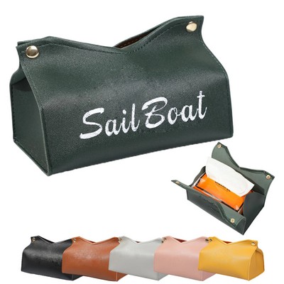 Leather tissue box