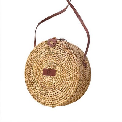 Handmade Round Rattan Crossbody Bag