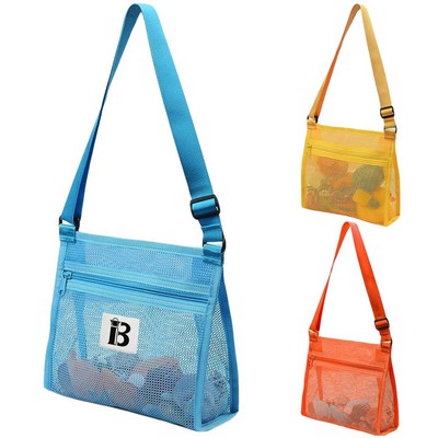 Nylon Mesh Beach Toy Crossbody Bag Storage Carrier