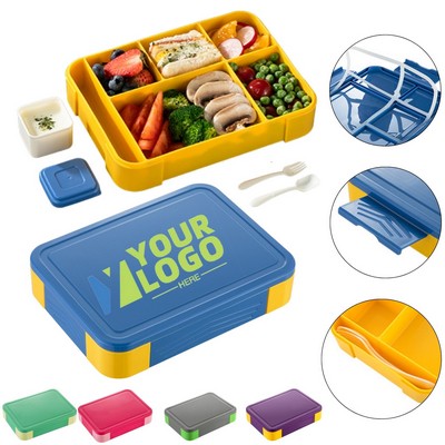 6 Compartments Simple Leak-Proof Bento Lunch Box with Sauce Jar