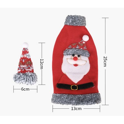 Christmas Gray Velvet Red Wine Bottle Cover Red Wine Bottle Sleeve Champagne Decor