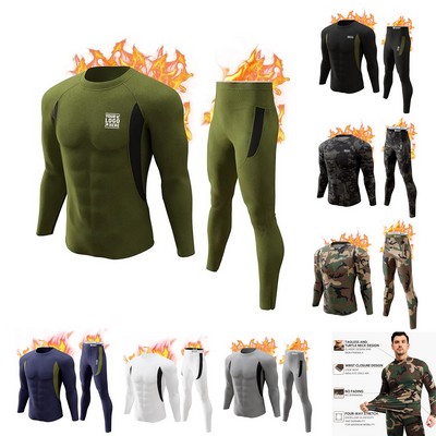 Men Winter Sport Base Layer Bottom Top XS-4XL Thermal Underwear Long Johns Set