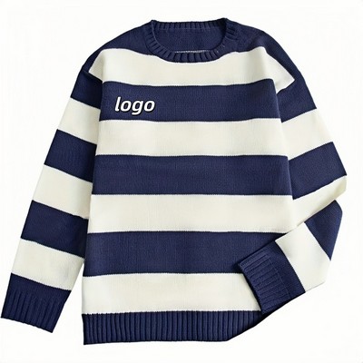 Women's Relaxed Fit Crew Neck Knit Sweater for Fall Winter