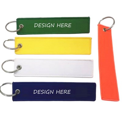 Double Sided Woven Embroidery Keychain