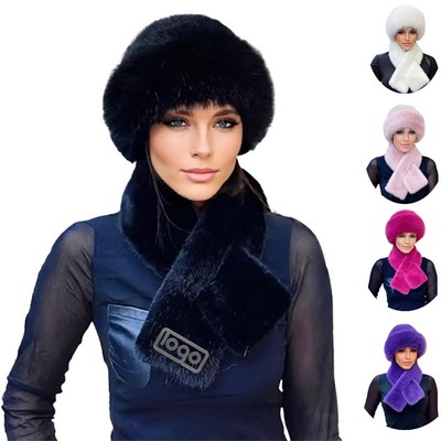 Plush Ear Warmer Hat & Scarf Set