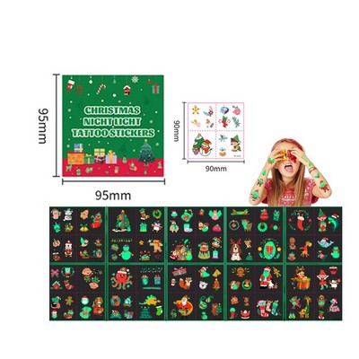 Kid-Safe Glow Christmas Temporary Tattoos Pack