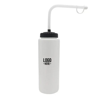 Hockey Water Bottle with Long Straw