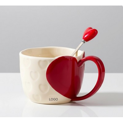 Heart Shape Ceramic Couple Mug Set Valentine's Gift