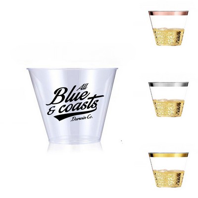 9oz Sparkling Silver Glitter Plastic Cup