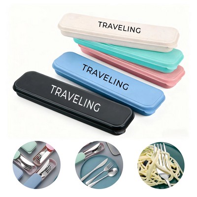 Stainless steel three-piece travel tableware set