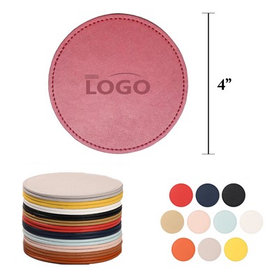4" Round PU Leather Coasters