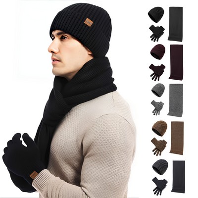 Knitted Hat, Scarf And Gloves Set