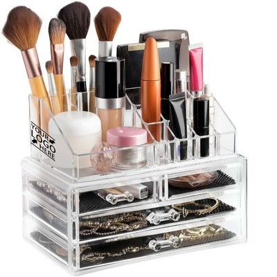 Clear Makeup Organizer Compartment Cosmetic Jewelry Holder