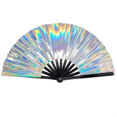 13" Holohraphic Plastic PVC Folding Fan