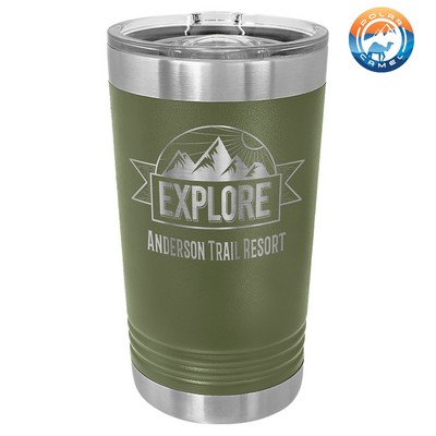 Olive Green Polar Camel 16 oz Pint Vacuum Insulated Tumbler with Slider Lid - Laser Engraved