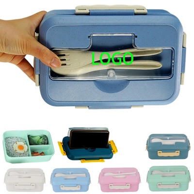 Eco-Friendly Wheat Straw Lunch Box with Cutlery