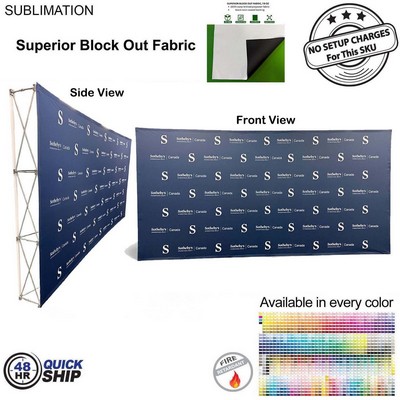 48Hr Quick Ship - 15' Straight Wall Full Height Tension Fabric Pop-up Display, Block Out Fabric
