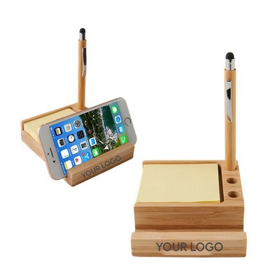 Bamboo Desk Organizer w/Phone Holder