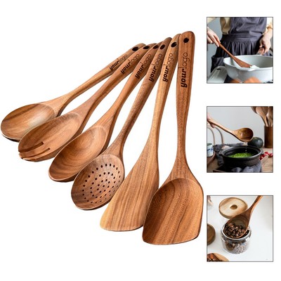 6-Piece Wooden Cooking Spoons Set