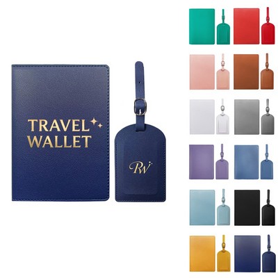 Pu Passport Holder & Luggage Tag Set