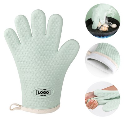 Silicone Heat Resistant Oven Mitts Waterproof Non Slip Cotton Lined Baking Cooking Barbecue Gloves