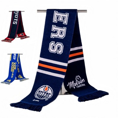 Jacquard Knit Soccer Scarf With Tassel