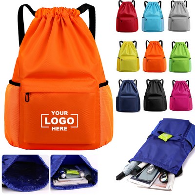 Large Waterproof Drawstring Gym Bag Backpack