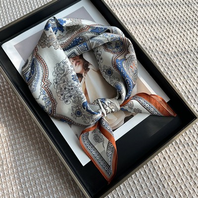 Custom 27.5" x 27.5" 100% Mulberry Silk Neck Scarf Silk Satin Handbag Wrap