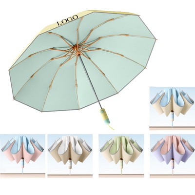 Reverse Triple Fold Automatic Umbrella With Reflective Stripe