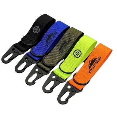 Nylon Webbing Keychain Carabiner With Olecranon Hook
