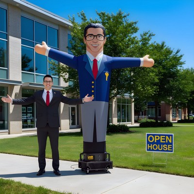 Custom Real Estate Agent Man Air Waver w/ Weather Resistant Blower