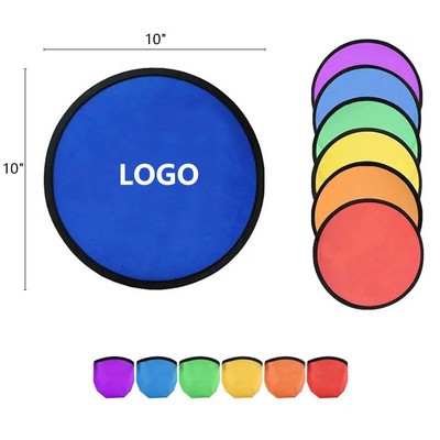 10" Colorful Foldable Polyester Flying Disc Fan W/ Pouch