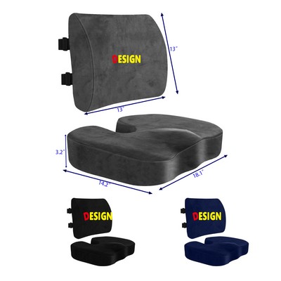 Lumbar and Back Support Memory Foam Pillow Seat Cushion