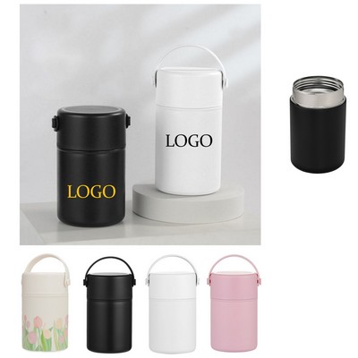 16OZ Vacuum Insulated Food Jar Stainless Steel Container With Spoon And Portable Lid