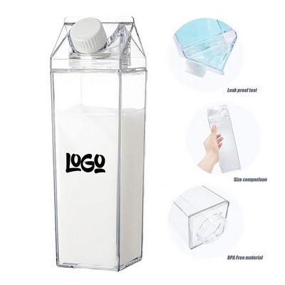 34oz Milk Carton Shape BPA-Free Plastic Water Bottle