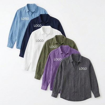 Cotton And Linen Cardigan Shirt