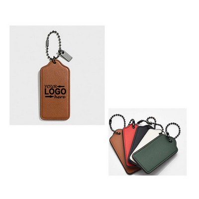Genuine Leather Key Tag Minimalist Keychain Luggage ID Pendant