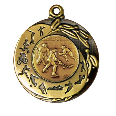 Stock Sport Silhouettes 2" Medal- Hockey