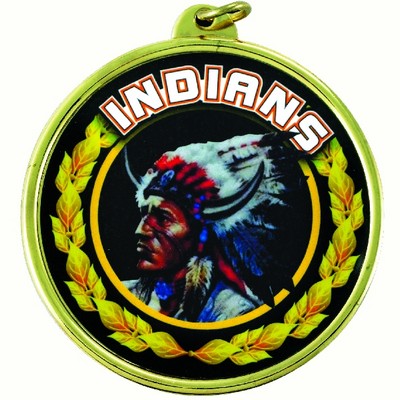 2 ¼" TM Series Academic Medal w/Indians Mascot Mylar Insert