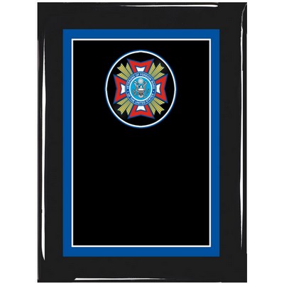 Ebony Piano Finish Plaque with Veterans of Foreign Wars (V.F.W) Brass Plate, 8 x 10"