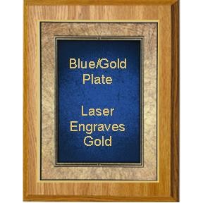 Oak Plaque 8" x 10" - Blue Art Plaque 6" x 8" Plate
