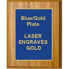 Oak Plaque 9" x 12" - Blue/Gold 7" x 10" Plate