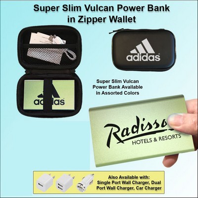 3000mAh Super Slim Vulcan Power Bank w/Zipper Wallet Gift Set - Green No Extra Tariff