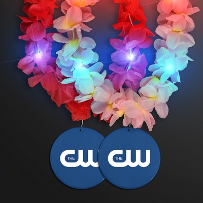 Light Up Hawaiian Leis with Custom Blue Medallion - PRINTED