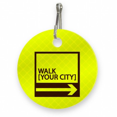 Ultra Reflective Yellow Bag Tag Circle shape 2" dia. Screen-printed
