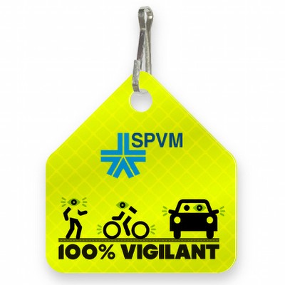 Ultra Reflective Yellow Bag Tag House shape 2" x 2.125", High resolution 4 color process plus white