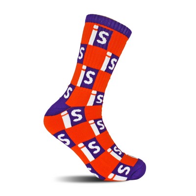 Luxury Combed Cotton Custom Athletic Crew Socks- Always Knitted, Never Printed