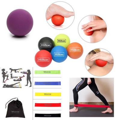 Promotek iBank® Exercise Massage Ball + Fitness Resistance Bands (Purple)