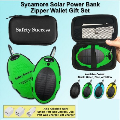 Sycamore Solar Power Bank Zipper Wallet Gift Set 5000 mAh - Green No Extra Tariff