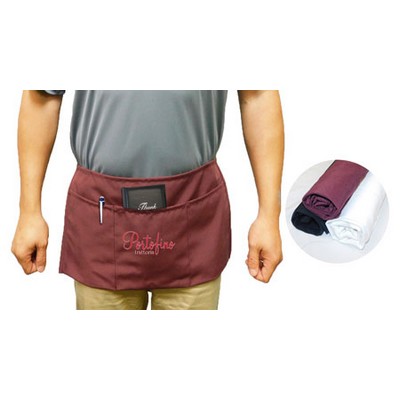 Maroon 3 pockets polyester waist apron